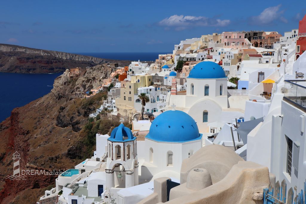 Oia Blaue Kuppel Santorini Griechenland